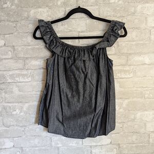 Women's Ruffled Off-Shoulder Top - Denin